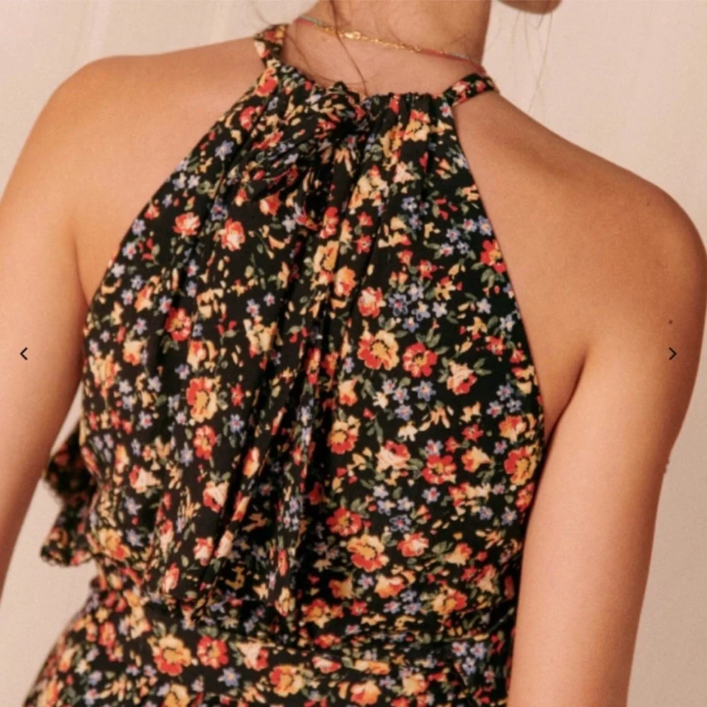 Sézane Nasta Floral Jardin Mini Ruffle Keyhole Halter Dress - Picture 5 of 8